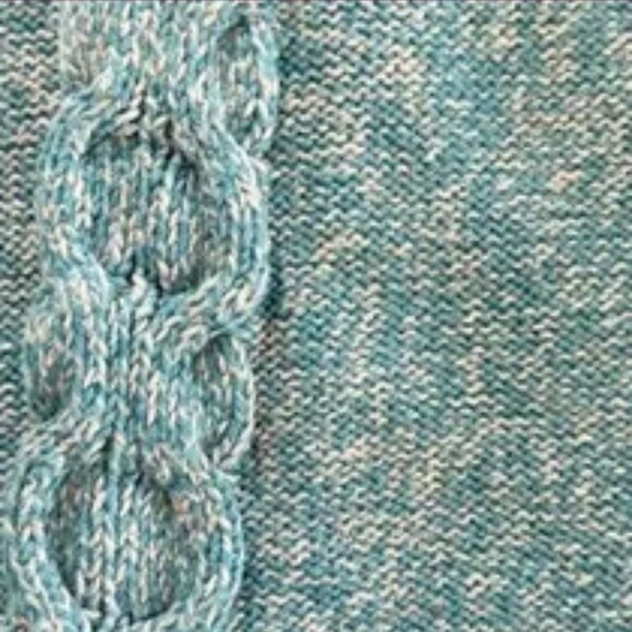 L.L. Bean Women's Sweater Cotton Cable Knit LS Turtleneck Marled Teal, sz Small - Picture 11 of 11